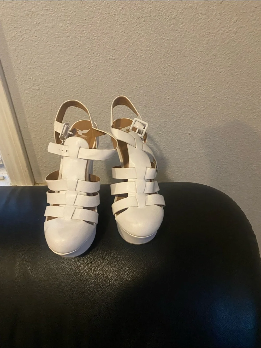 Women's White Strappy Wedge Sandals